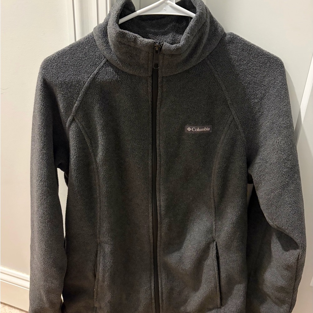 Columbia L Zip-Up Charcoal Fleece Jacket